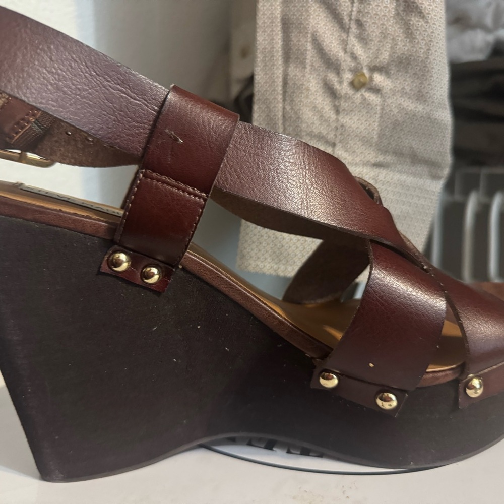 Nine West Dark Brown Wedge Sandals